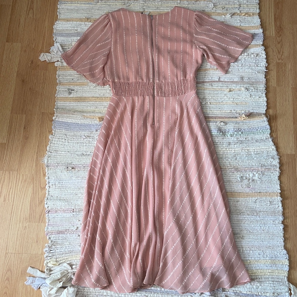 Julian Taylor New York Pink Chiffon Fit and Flare Midi Dress Size 8 - Picture 8 of 8